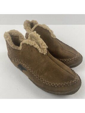 Sorel Manawan II Suede Moccasin Slippers Men’s 7 Sherpa Lined Brown Comfort